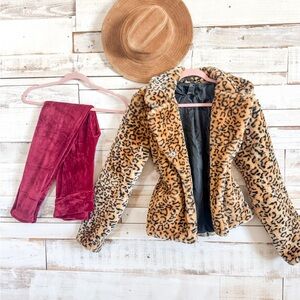 Forever 21 Leopard Print Teddy Jacket